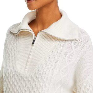 NWT C by Bloomingdale's Cashmere 100% Cashmere Quarter Zip Cable Knit Sweater XL